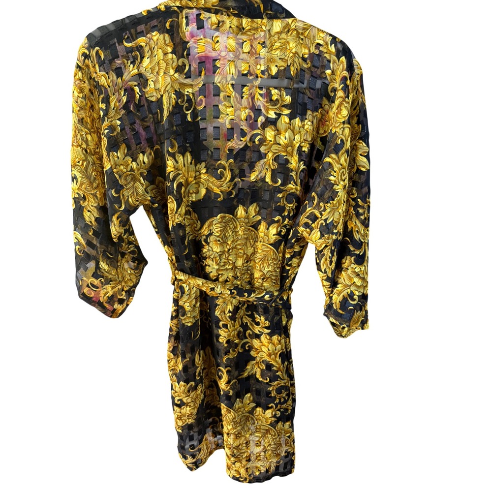 Victoria's Secret Baroque Mesh Robe Slip Set | Gold Black | Vintage Lingerie - Picture 3 of 7
